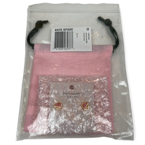 KATE SPADE Earrings Enamel Spade Stud Pierced Earrings Panach Pink NWT - Picture 11 of 12